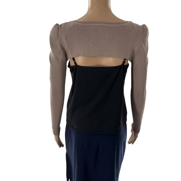 Ser.O.Ya Tan Dahlia Long Sleeve Arm Cover Detachable Shrug Sweater - Picture 8 of 11